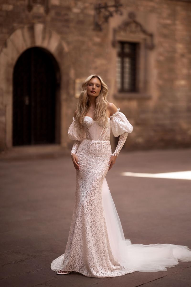 Blush, Train & Sleeves Ivory